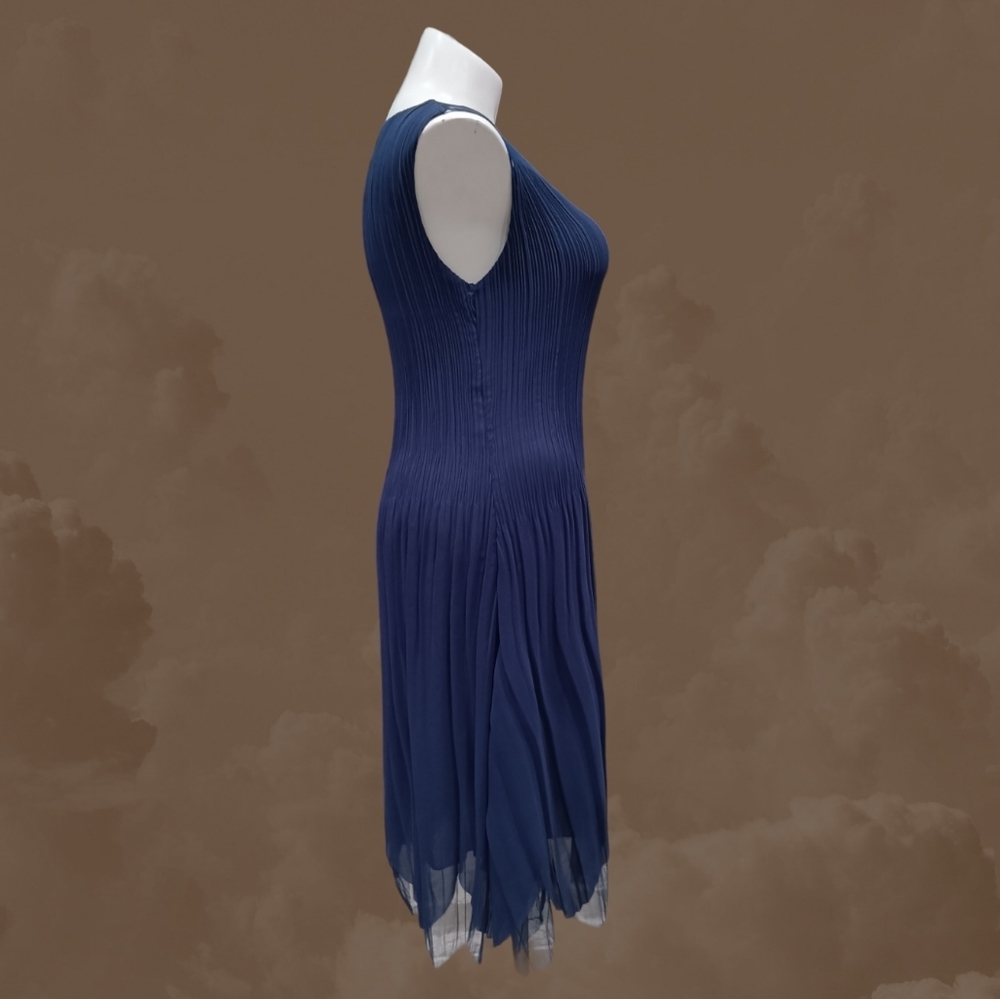 Lily & Taylor Elizeh Blue Chiffon Pleated 2 Piece Dress Set Elegant Church Weddi - Picture 2 of 14
